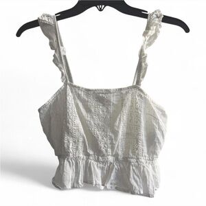 Forever 21 Cream Smocked Ruffled Camisole